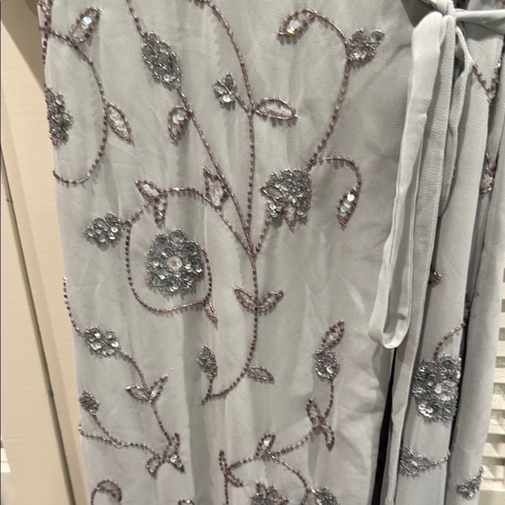 BHLDN Gray Maxi Dress with Silver Embroidery - Picture 5 of 10